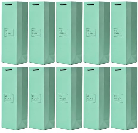10 flaskpåsar presentpåsar för vinpresenter som vin, prosecco och champagne - Be Happy Pastell Mint