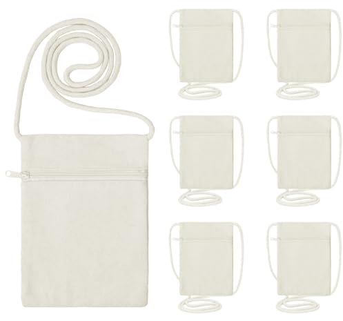 Bolsas de Tela para Pintar, 6 Piezas Bolsa Tela Cremallera DIY, 17x12,5cm, Beige Bolsa de Pintura con Cremallera, Tote Bag para Pinta, para Graffiti, Impresión y Teñido, Regalo, Etc