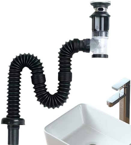 Poupangke Abflussrohr für Waschbecken, geruchshemmend, geräuschlos, für Waschbecken, Abflussrohr, Unterrohr, rostfrei, für Badezimmer, Wohnmobile, Küche