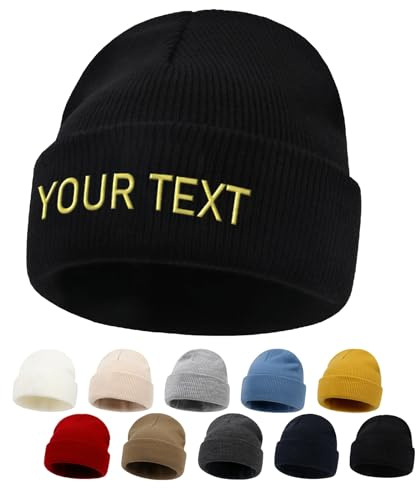 papasgix Personalisierte Mütze Herren Damen Kinder Baby mit Wunschtext Strickmütze Herbst Winter Beanie Mütze Personalisiert Bestickte Geschenk