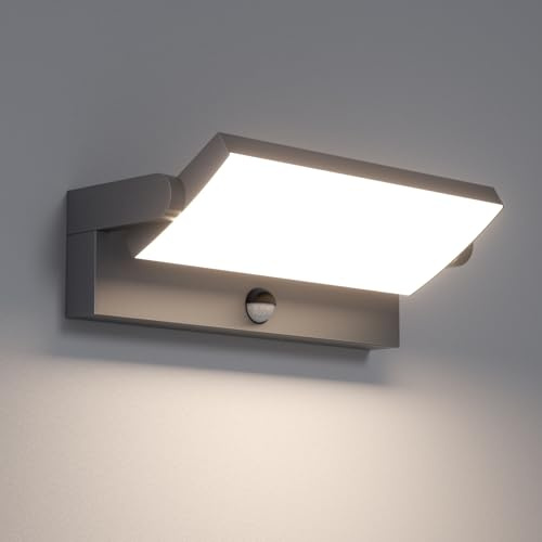 Klighten 45W Außenlampe mit Bewegungsmelder Wandleuchte, Anthrazit, 4000K | Wasserdicht IP65, Schwenkbar, Material: Aluminium, Super hell: 3480 Lumen, Wandlampe Aussen/Innen