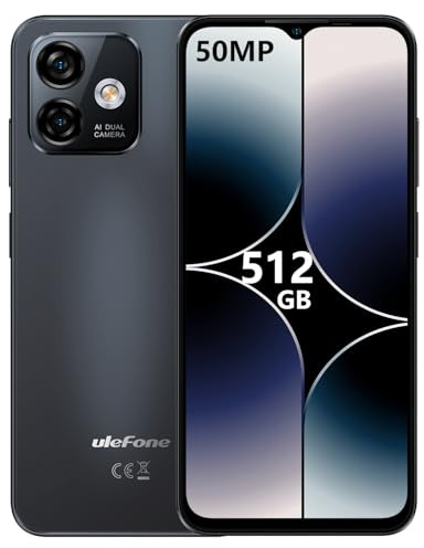 Ulefone Note 16 Pro 512GB ROM 16GB RAM Mobile Phones 4G SIM Free Unlocked, 50MP Camera, 6.52 inch, Octa Core, 4400mAh, Android 13 Smartphone, 5G WIFI, Fingerprint Face Unlock, Phone Case, BLACK