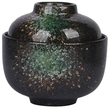 Soupière En Céramique Bol Pot bols à soupe en céramique, tasse à ragoût, œuf japonais, service à la vapeur, porcelaine, petite crème anglaise, Dessert oignon(Green)