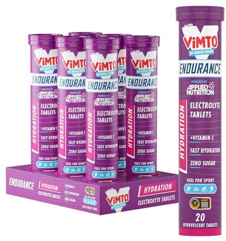 Applied Nutrition Endurance Hydration Electrolyte Tablets - 400mg Electrolytes per Serving – 120 Effervescent Tablets, Sugar Free, Low Calorie, Added Vitamin C Boost Performance – Vimto