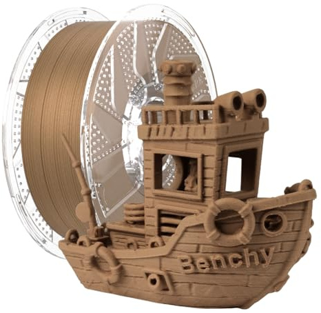 Conjure Holz PLA Filament 1,75 mm Teakholz 1 kg für 3D Drucker | PLA mit echtem Holzanteil für natürliche Holzoptik, Leicht schleif- und bearbeitbar, Teakholz, 1 kg