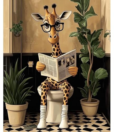 NEWENMO Bonita Jirafa Pintar por Numeros Kit,DIY Pintura por Numeros Adultos,Cartoon Animales Paint by Numbers Kits,con Pinceles,Pigmento Acrílico,para Decoración de Hogar(40x50cm,Sin Marco)