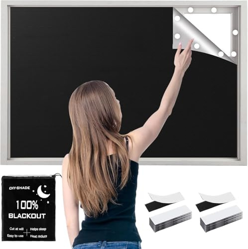 Blackout Roller Blind, No Drilling, 420D Oxford, 400 x 148 cm Window Blackout, Portable Travel Blackout Roller Blind, 100% Blackout Fabric, Roof Window Sun Protection, Indoor Roller Blind for Holidays