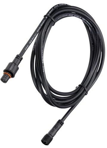 TA-VIGOR 2M 3 Pin Extension Cable for lights, 22AWG Waterproof Extension Lead, Outdoor Anti-Corrosion IP67 Connector with Male and Female at Both Ends for LED Strips Patio Balcony Black