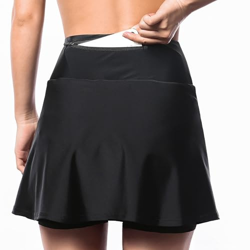 Cuissard Vélo Femme 2 en 1 Jupe Short Cyclisme avec Rembourrage Gel 5D, Taille Haute, Poche Intérieure, Antichoc Respirant Été