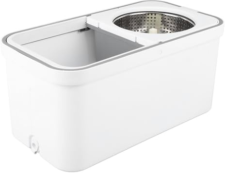 Depisuta Mop y Cubo de Spin, Trapeador de Microfibra de 360 Grados con Mecanismo de Arranque para la Limpieza del Piso, de Acero Inoxidable Ajustable