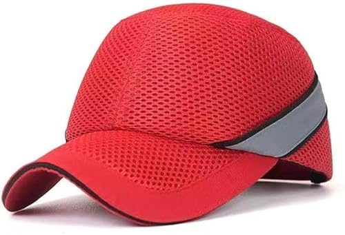 Gorra de seguridad de estilo clásico, ligero y transpirable, cómodo casco de protección para hombres y mujeres. (Rojo)