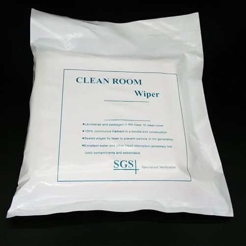 Sanbo Cleanroom Wipes 9x9 Microfiber Polyester Wipers Lint Free Cloths, Laser Sealed Edge, Ultra-fine Filaments, Ultra-soft Wipes 100Pcs LCD PCB Wiping Cloth (9inx9in)