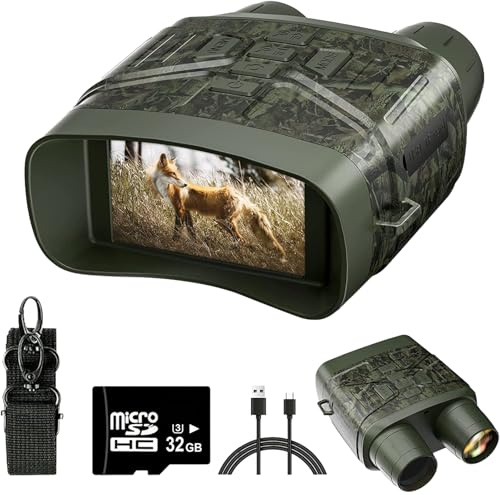 moxier N4 - Gafas de visión nocturna negras + gafas de visión nocturna de 32 GB 5K HD, recargables de 4000 mAh, zoom digital de 10x, prismáticos infrarrojos de 300 m para caza, camping