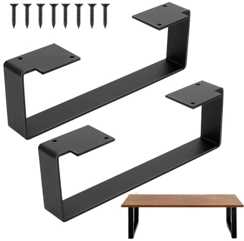FARYODI 2 patas de mesa trapezoidales negras de metal negro, patas de muebles de metal, para mesita de noche, pie de mesa, mesa de café, patas de aparador, patas