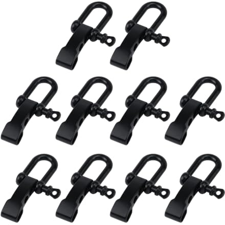 ISTOVO 10 Piezas de Hebilla de Grillete de Pulsera de Paracord, de Grillete de de Clip de Grillete D Ajustable para Pulsera de Supervivencia Negro