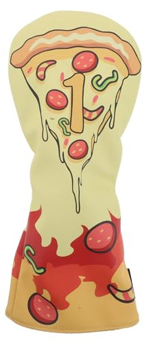 NIYANGLE Coprimazza da Golf per Driver con Fodera in Pu, Copritesta Divertente a Tema Pizza, Protezione Antipioggia Leggera e Resistente per Golfisti Uomo e Donna, Accessorio Golf