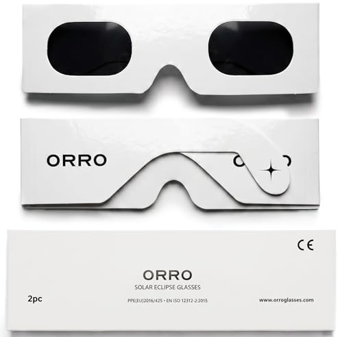 ORRO Solförmörkelseglasögon 45 mm, 2-/6-/12-pack, Passar Över Vanliga Glasögon, Certifierat Ögonskydd, Testade enligt EN ISO 12312-2:2015, CE-märkta - Edge Fit
