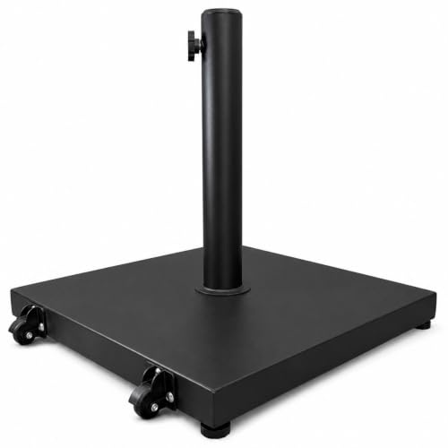 UNIGARDIA Sonnenschirmständer aus Metall und Zement mit Rollen, 20 kg - Quadratischer Schirmständer für Sonnenschirme mit Mastdurchmesser 32 mm, 38 mm und 48 mm, windstabiles Design 45 × 45 × 4 cm