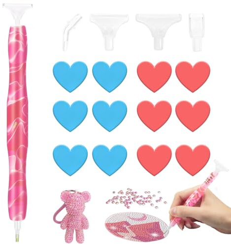 IONEKIUK Diamond Painting Accessories 19-Piece Kit with Drill Pen Grips | 5D DIY Diamond Art Painting Pen, Point Drill Pen for Gem Jewel Wax Picker Supplies, Crystal Drill Bead