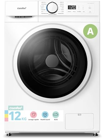 COMFEE' Lave-Linge 12KG Classe A Moteur BLDC 1400RPM Blanc CF12EWA01W