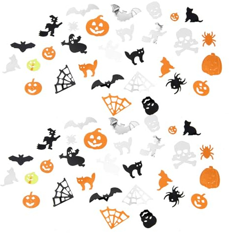 DEARMAMY Lentejuelas de Mesa Halloween Pvc Calabaza, Araña y Murciélago
