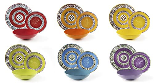 Excelsa ETNO Color Service Table, Porcelaine, Multicolore, 18 unités