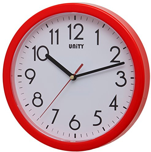 Unity Wanduhr, Hastings, Silent Sweep, Modern, Rot, 22 cm