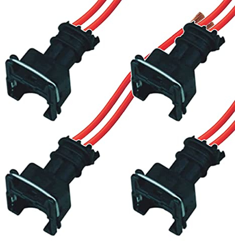 KFZ Ersatz Stecker Einspritzdüse Benziner BOS EV1 (4 x FEMALE) mit Kabel 1287013003, 1 287 013 003, 282189-1, 282762-1 kompatibel mit Bosch Einspritzventilen Injektor Motor