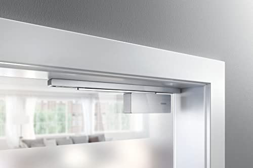 GEZE ActiveStop aufliegend für Zimmertür aus Glas, Türdämpfung, Türoffenhaltung, Fingerschutz, Türpuffer, Türstopper zur Nachrüstung (edelstahlähnlich)