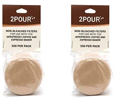 Lot de 700 filtres en papier réutilisables pour une utilisation avec la cafetière Aeropress – Végan non blanchi naturel – 2POUR® – Parfait pour Noël