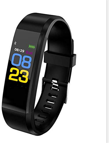 YUANYOULI Intelligente Braccialetto della Fascia di Smart Bluetooth cardiofrequenzimetro Fitness Tracker 115 Braccialetto più Intelligente per iOS Android Phone,Nero