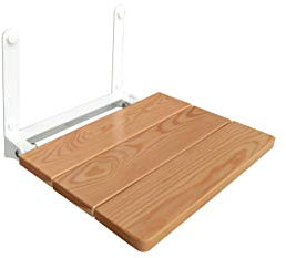 Castelmerlino Asiento de ducha plegable con asiento de alerce macizo TUV GS Certificado - Capacidad CE 110 Kg