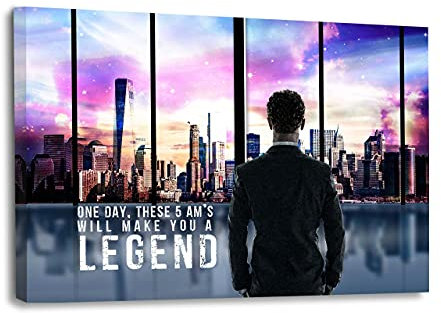 Hustling Sharks® Motivationsbilder Leinwand als XXL Wandbild LEGEND - Querformat (60 x 40 cm), Bilder Büro Motivation, Erfolg Bild, Leinwand mit Spruch, Kunstdruck auf Leinwand, Bürobilder