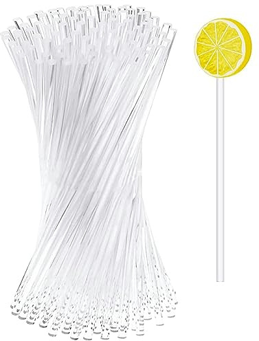 WADY 100 Stücke Acryl Lutscher Sticks Klar, 4 Zoll cake pop stiele Wiederverwendbar Kuchen Rund Acryl Bonbon Sticks Rührstab für Herstellung Kekse Cupcake Toppers Dessert Schokolade (10cm)