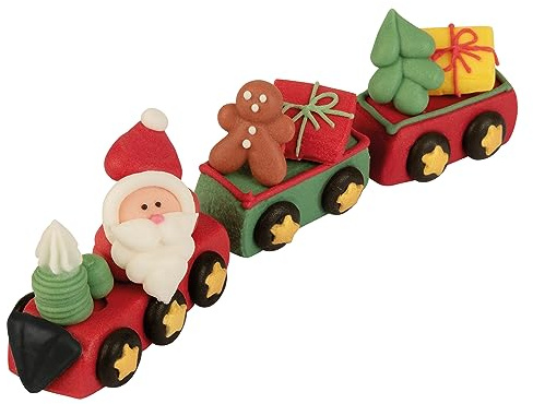 Günthart | 36 Zucker-Nikolaus im Zug | aus feinem Zucker | passend zur Weihnachtszeit | essbare Tischdekoration | auch geeignet für Kuchen und Torten