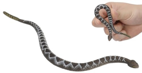 Sewroro Rubber Rattlesnakes Realistic Fake Rattle Snake Realistic Rubber Snake Figurine Statue for Halloween Prank Props Halloween Party Garden Decoration 16x1.5x1.2cm Brown Fake Rattlesnake