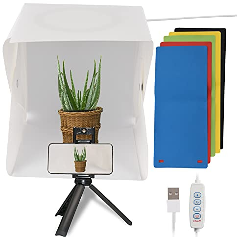 Andoer Professionell fotografering mini ljuslåda kit bärbar vikbar LED-ljussats med färgglada bakgrunder för videofotografering produkt smycken klockor parfym