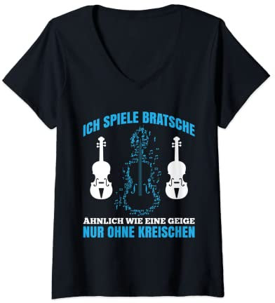 Damen Bratsche Spielen Viola Musik Bratschist Orchester Violist T-Shirt mit V-Ausschnitt