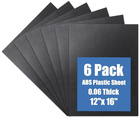 Kinlink Black ABS Plastic Sheet 12 x 16x 0.06 Flexible Moldable Impact Strength and High Tensile 1/16 Thick (1.5mm) Abs Sheet, Moldable Plastic DIY Materials for Home Decor and Handicrafts, 6 Pack