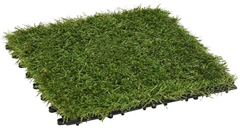 Tidyard 20 STK. Kunstrasen Fliesen UV-beständig Rasenfliesen Terassenfliesen Fliesen Bodenfliesen Grasfliesen Grasmatte, für Miniatur-Ornament, Garten, Puppenhaus, Gras zum Basteln, 30 x 30 cm Grün