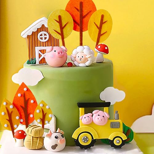 JeVenis Bauernhof Geburtstag Deko Farm Birthday Deko Bauernhof Kuchen Deko Bauernhof Tortendeko Kuh Geburtstag Schafe Birthday