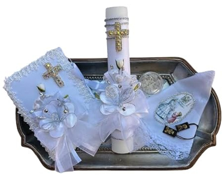 Set de Vela para Primera Comunion de Niña + Regalo Sorpresa/First Communion Candle Set for Girl + Surprise Gift/Regalo sorpresa de Bolos (Tiempo limitado)