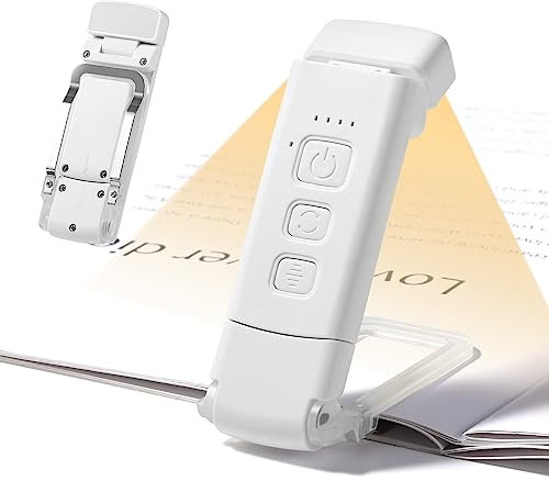 Diboniur Lampara de Lectura con Pinzas, LED Luz de Lectura USB Recargable, 3 modos, 5 brillos ajustables, lámpara recargable por USB para leer libros en la cama, Regalo para los Amantes del Libro