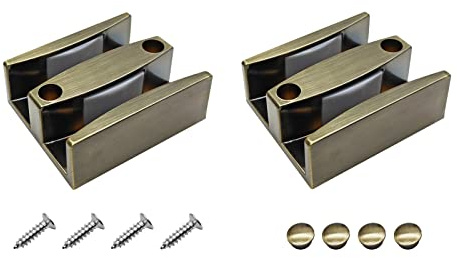 Lot de 2 guides de porte de douche en verre avec vis en acier inoxydable (bronze)