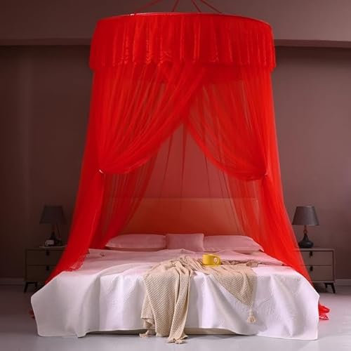 QIUMING Haus- und Gartendecken-Moskitonetz, kostenlose Installation, verschlüsselte Moskitonetze für Erwachsene und Kinder für Doppelbetten, Himmelbett mit 1,5 Durchmesser