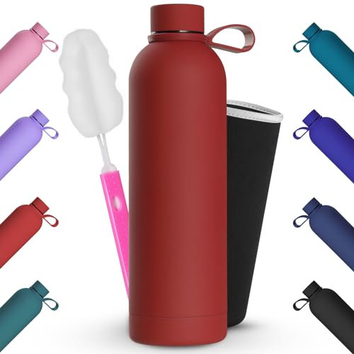 Geepen Bouteille Isotherme en Acier Inoxydable, Gourde Isotherme INOX Réutilisables Écologique Gourde Sport Étanche, sans BPA, pour Enfant, Adulte, Sport, Gym, Voyage 1L Rouge