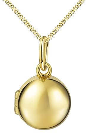 JEVELION Goldamulett Medaillon Kugel Anhänger für 1 Bild 333 Gold 8 Karat Bild Amulett rund zum Öffnen für Damen und Mädchen mit Halskette und Schmuck-Etui Mit Halskette - Kettenlänge 50 cm.