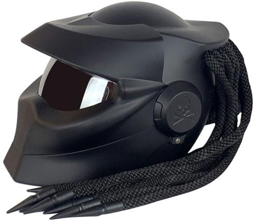 Motorrad-Integralhelm Hochklappbares Visier Vorne Zöpfe Warnleuchten ECE-Geprüft Individuell Anpassbarer Motorrad-Integralhelm Straßen-Offroad-Rennen Erwachsene Matt Black,L