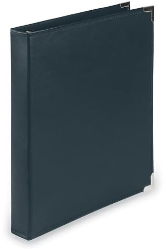 Samsill Classic Collection 3 Ring Leather Binder, Executive Presentation Portfolio, 1 Inch (Holds 100 Sheets), Silver Round Ring, Navy