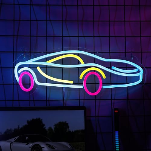 Cool Car Neon Signs, Anywin LED Dimmable Neon Lamps for Wall Night Light USB Powered Neon Lights, Decor Room Home Bedroom Party Holiday Birthday Xmas Gift to Friends Boys Girld Kids